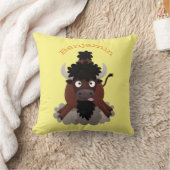 バッファロおもしろいバイソン漫画イラストレーション クッション (ブランケット)