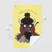 バッファロおもしろいバイソン漫画イラストレーション ゴルフタオル (インサイチュ)