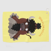 バッファロおもしろいバイソン漫画イラストレーション ゴルフタオル (横)