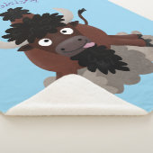 バッファロおもしろいバイソン漫画イラストレーション シェルパブランケット (3/4)