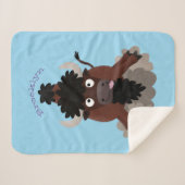 バッファロおもしろいバイソン漫画イラストレーション シェルパブランケット (正面(横))