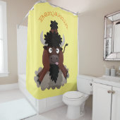 バッファロおもしろいバイソン漫画イラストレーション シャワーカーテン (インサイチュ)