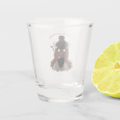 バッファロおもしろいバイソン漫画イラストレーション ショットグラス (裏面)