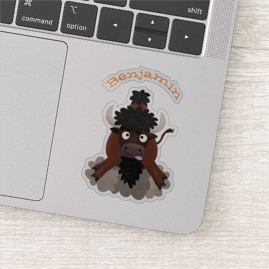 バッファロおもしろいバイソン漫画イラストレーション シール (詳細)