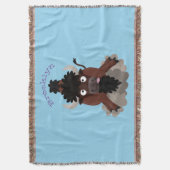 バッファロおもしろいバイソン漫画イラストレーション スローブランケット (正面縦)