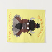 バッファロおもしろいバイソン漫画イラストレーション タペストリー (正面(横))