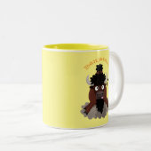 バッファロおもしろいバイソン漫画イラストレーション ツートーンマグカップ (正面右)