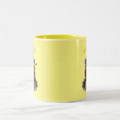 バッファロおもしろいバイソン漫画イラストレーション ツートーンマグカップ (中央)