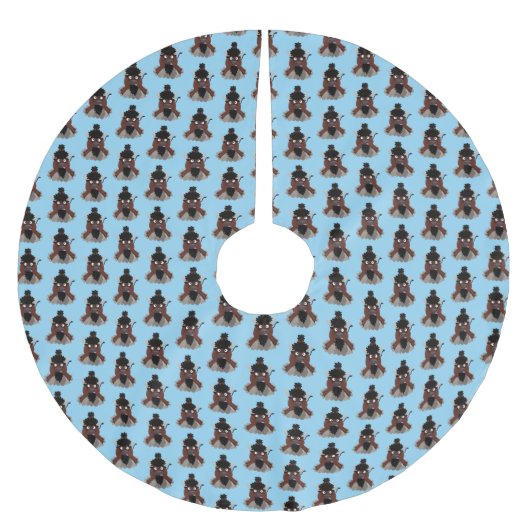 バッファロおもしろいバイソン漫画イラストレーション ブラッシュドポリエステルツリースカート (正面)