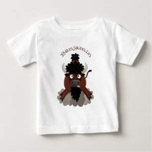 バッファロおもしろいバイソン漫画イラストレーション ベビーTシャツ