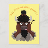 バッファロおもしろいバイソン漫画イラストレーション ポストカード (正面)