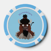 バッファロおもしろいバイソン漫画イラストレーション ポーカーチップ (裏面)