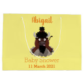 バッファロおもしろいバイソン漫画イラストレーション ラージペーパーバッグ (裏面)