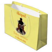 バッファロおもしろいバイソン漫画イラストレーション ラージペーパーバッグ (裏面アングル)