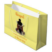 バッファロおもしろいバイソン漫画イラストレーション ラージペーパーバッグ (正面アングル)