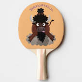 バッファロおもしろいバイソン漫画イラストレーション 卓球ラケット (裏面)