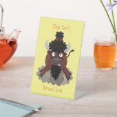 バッファロおもしろいバイソン漫画イラストレーション 台座サイン (インサイチュ)