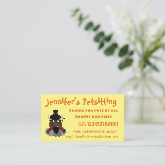 バッファロおもしろいバイソン漫画イラストレーション 名刺 (スタンド正面)