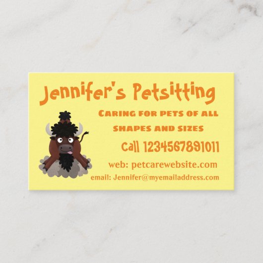 バッファロおもしろいバイソン漫画イラストレーション 名刺 (正面)