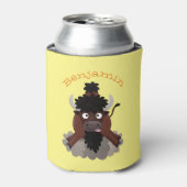 バッファロおもしろいバイソン漫画イラストレーション 缶クーラー (缶正面)