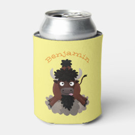 バッファロおもしろいバイソン漫画イラストレーション 缶クーラー