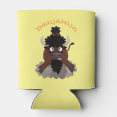 バッファロおもしろいバイソン漫画イラストレーション 缶クーラー (裏面)