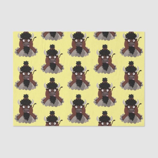 バッファロおもしろいバイソン漫画イラストレーション 薄葉紙 (正面)