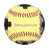 バッファロおもしろいバイソン漫画イラストレーション 野球ボール (裏面)