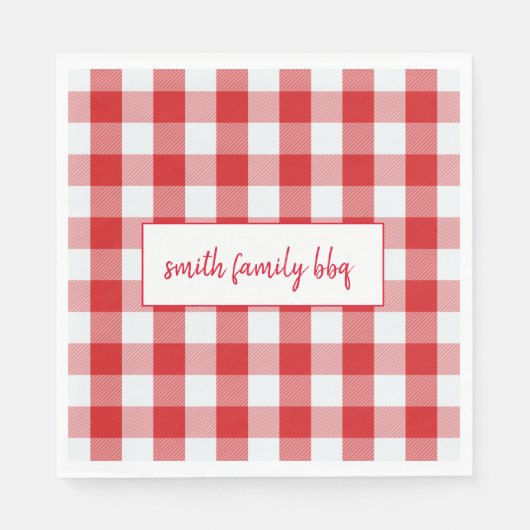 バッファロパーソナライズされたプ赤と白ライドナプキン スタンダードランチョンナプキン (正面)