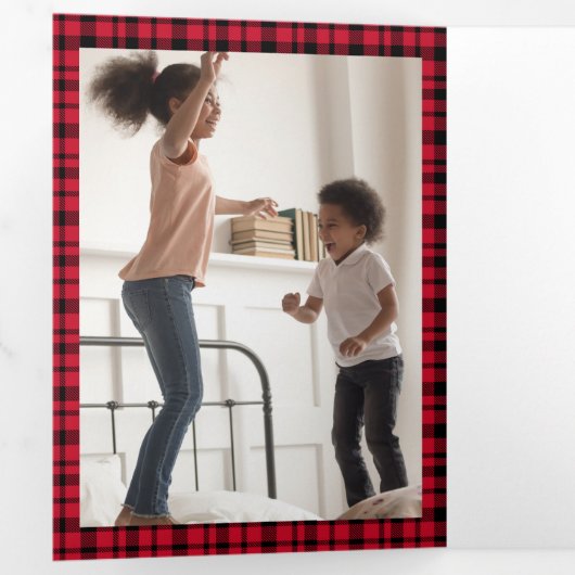 バッファローおもしろいのプレイドすべてが落ち着いていない 三つ折りクリスマスカード (内部最初)