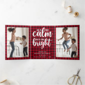 バッファローおもしろいのプレイドすべてが落ち着いていない 三つ折りクリスマスカード (内部)