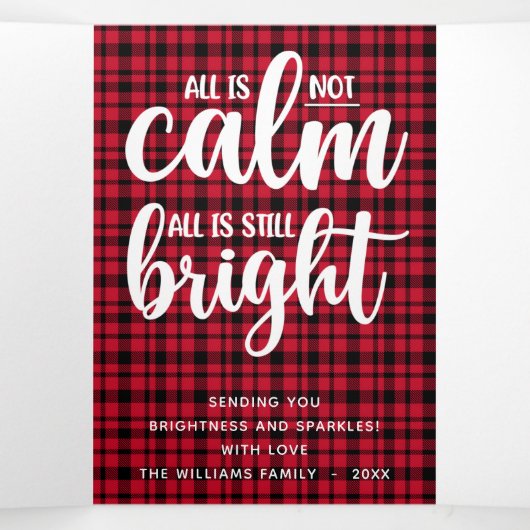 バッファローおもしろいのプレイドすべてが落ち着いていない 三つ折りクリスマスカード (内部中)