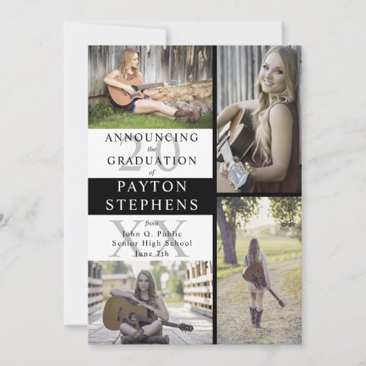 バッファローがフォトブラックをチェック |ホワイトの卒業 案内状 (正面)