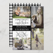 バッファローがフォトブラックをチェック |ホワイトの卒業 案内状 (正面/裏面)