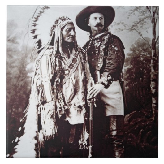 バッファローとの旅行の主なシッティングブル(1831-90年) タイル (正面)