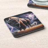 バッファローとオオカミが雷雨の中で稲妻 コースター (左側)