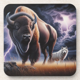 バッファローとオオカミが雷雨の中で稲妻 コースター