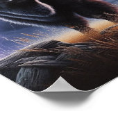 バッファローとオオカミが雷雨の中で稲妻 ポスター (角)