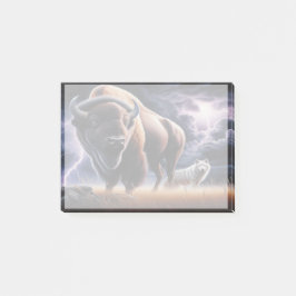 バッファローとオオカミが雷雨の中で稲妻 ポストイット