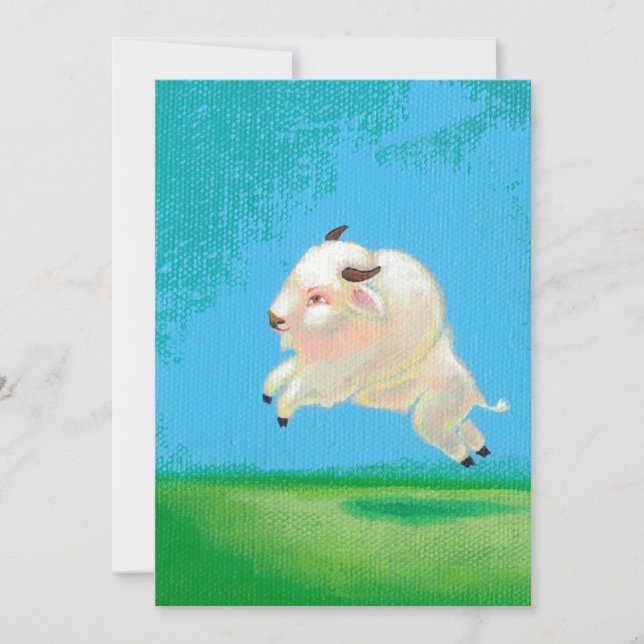 バッファローのアートおもしろいは白いバイソンの幸せ絵画な跳躍 (正面)
