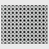 バッファローのチェックとルースターパターン – 黒 |白 ラッピングペーパー (フラット)