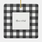 バッファローのチェック名と写真オーナメント セラミックオーナメント (裏面)