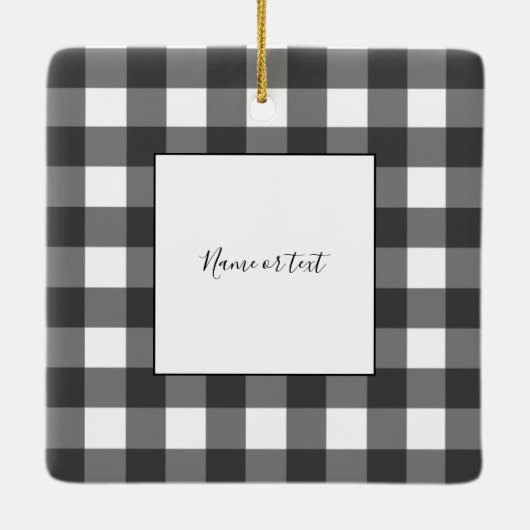 バッファローのチェック名と写真オーナメント セラミックオーナメント (裏面)