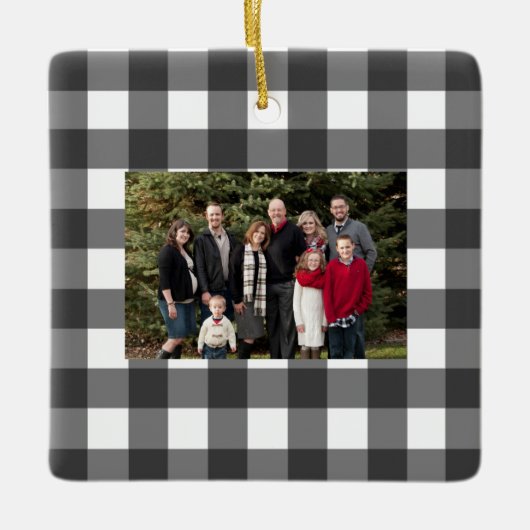 バッファローのチェック名と写真オーナメント セラミックオーナメント (正面)