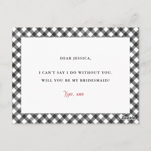 バッファローのチェック黒と白のブライドメイド提案 ポストカード (裏面)