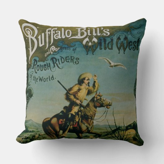 「バッファローのビルの野生の西およびCoのための広告 クッション (正面)