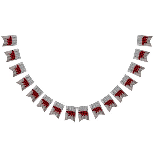 バッファローのプレイドは野生の1つの誕生日パーティー バンティングフラッグ (全)