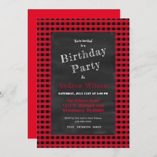 バッファローのプレイドパーティー 招待状 (正面/裏面)