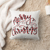 バッファローのプレイドメリークリスマスピロー クッション (ブランケット)