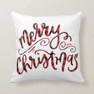 バッファローのプレイドメリークリスマスピロー クッション